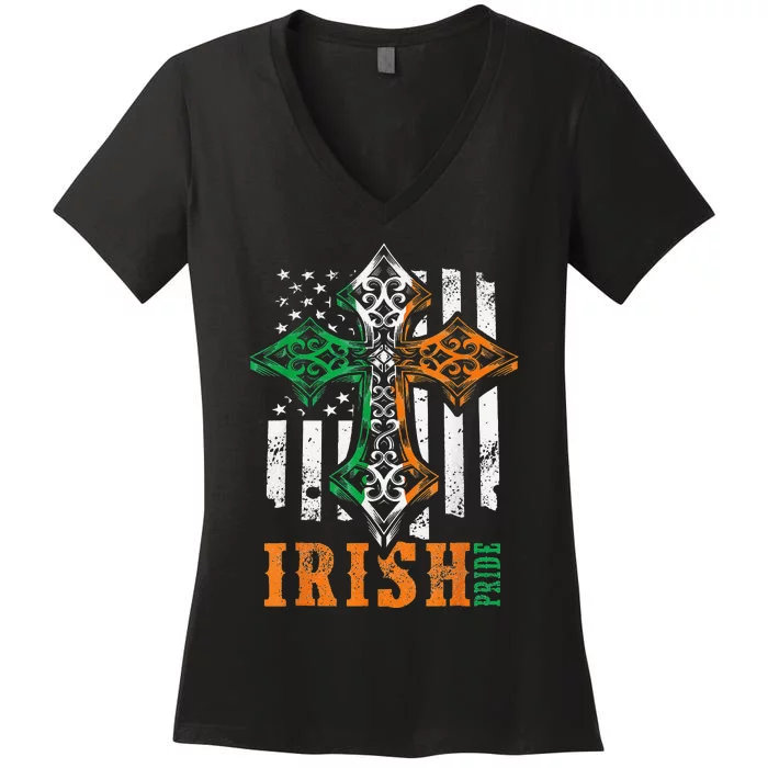 Celtic Cross Irish Pride Saint Patrick's Day Women's V-Neck T-Shirt