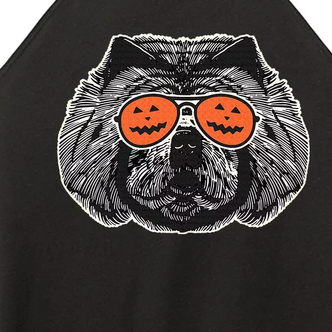 Chow Chow In Pumpkin Sunglasses Chow Chow Halloween Women’s Perfect Tri Rocker Tank