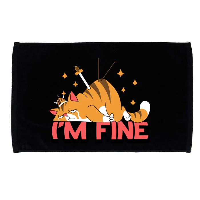 Cute Cat I Am Fine Design Funny Gift Microfiber Hand Towel