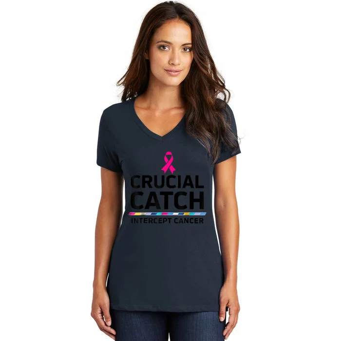 Crucial Catch Intercept Cancer Women's V-Neck T-Shirt