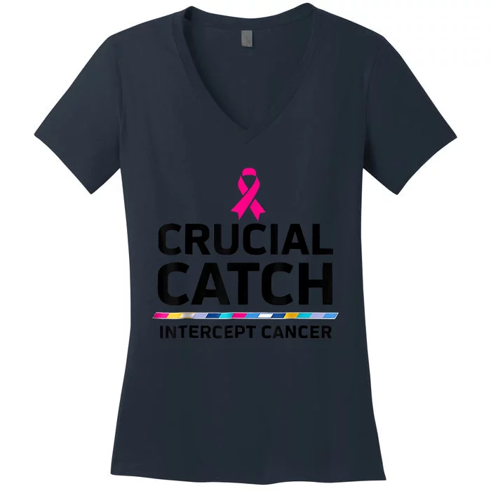 Crucial Catch Intercept Cancer Women's V-Neck T-Shirt