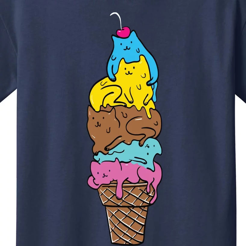 Cute Cat Ice Cream Kitty Cat Dessert Funny Kids T-Shirt