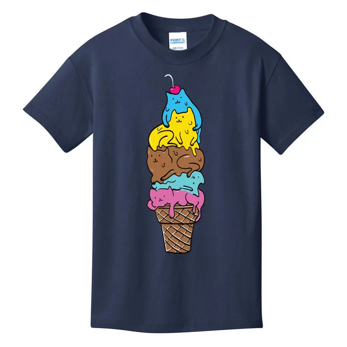 Cute Cat Ice Cream Kitty Cat Dessert Funny Kids T-Shirt