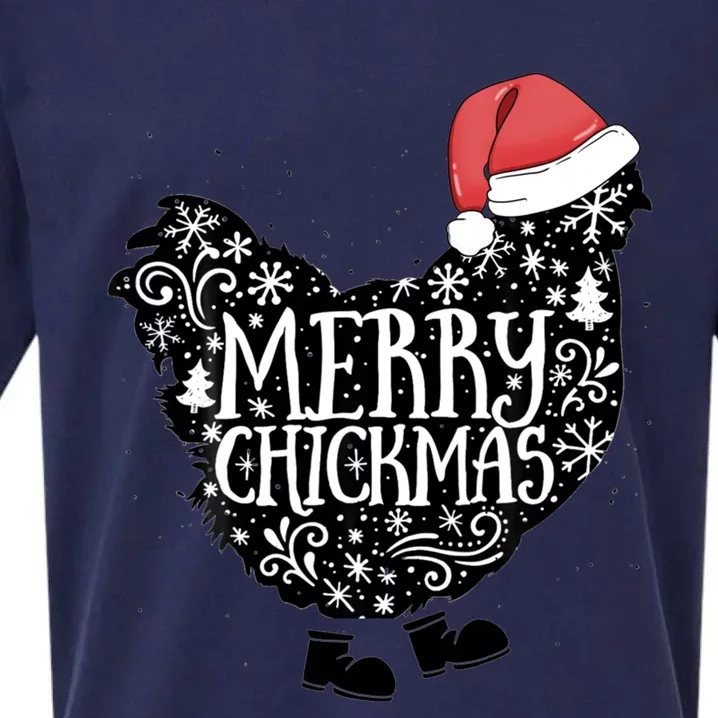 Christmas Chicken In Santa Hat Merry Chickmas Farmhouse Gift Sueded Cloud Jersey T-Shirt