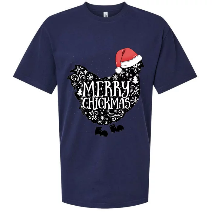 Christmas Chicken In Santa Hat Merry Chickmas Farmhouse Gift Sueded Cloud Jersey T-Shirt