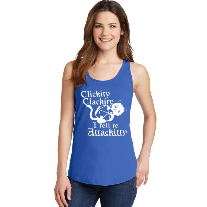 Clickity Clackity I Roll To Attackity Game Dice Attackitty Ladies Essential Tank