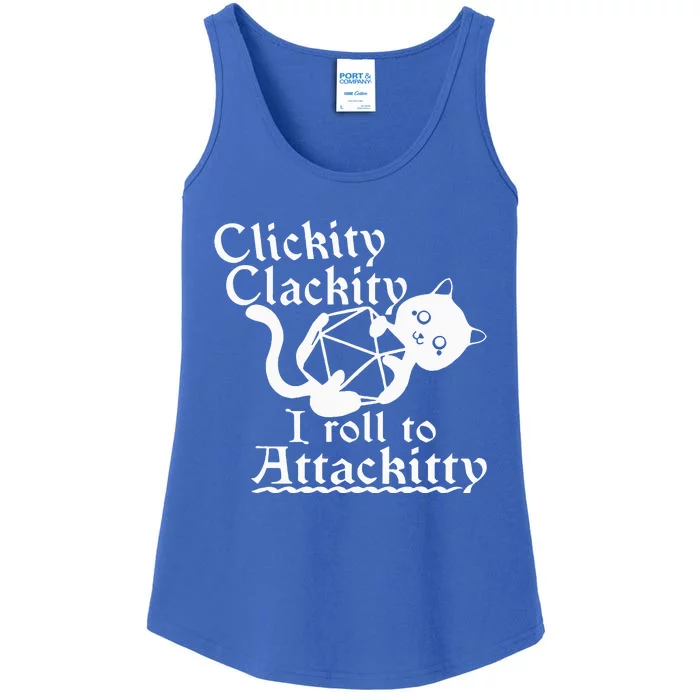 Clickity Clackity I Roll To Attackity Game Dice Attackitty Ladies Essential Tank