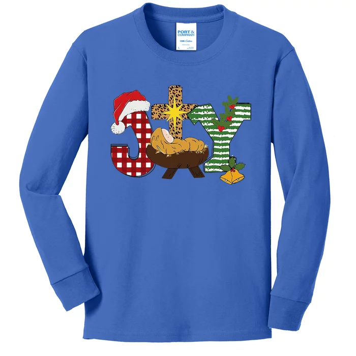 Christian Christmas Joy Jesus Nativity Scene Faith Kids Long Sleeve Shirt