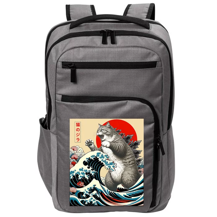 Catzilla Cat Japanese Art Funny Cat Gifts Impact Tech Backpack