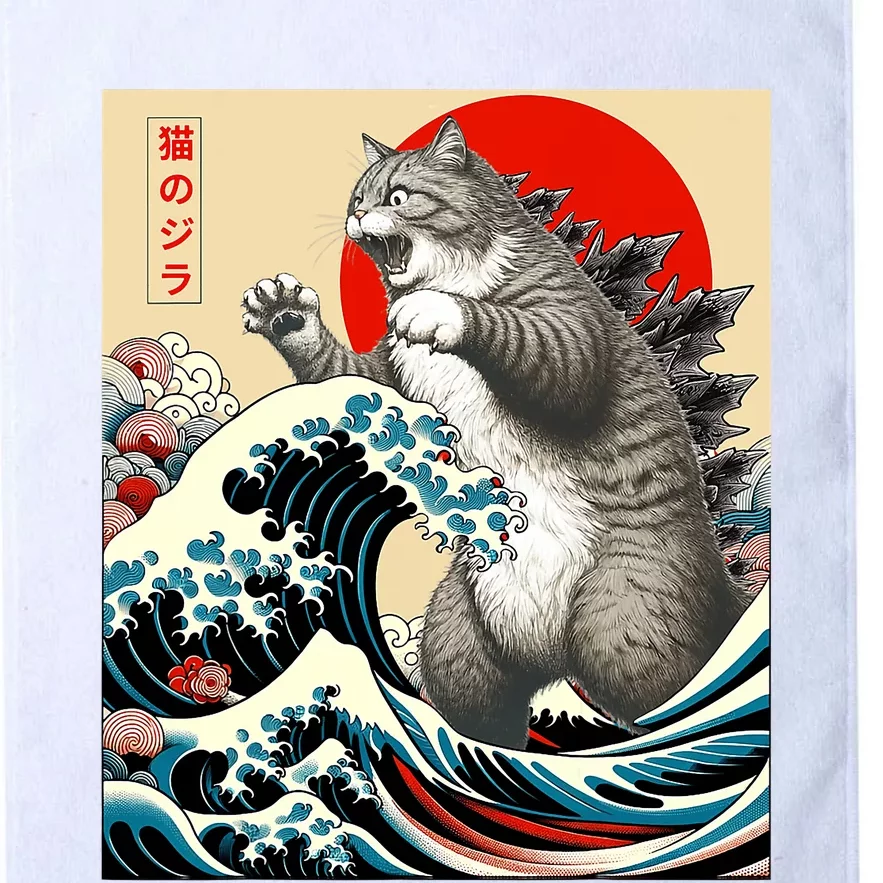 Catzilla Cat Japanese Art Funny Cat Gifts Platinum Collection Golf Towel