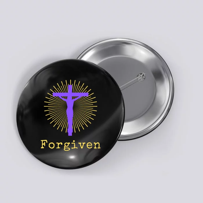 Chrisitan Cross Jesus Forgiven Faith Gift Button