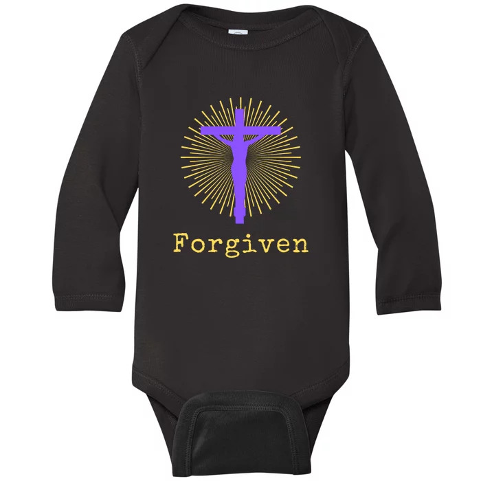 Chrisitan Cross Jesus Forgiven Faith Gift Baby Long Sleeve Bodysuit