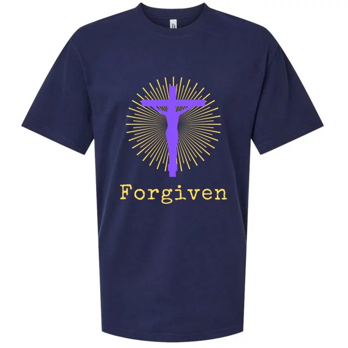 Chrisitan Cross Jesus Forgiven Faith Gift Sueded Cloud Jersey T-Shirt