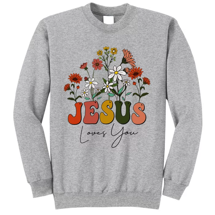 Cute Christian Jesus Loves You Floral Baby Girl Teen Tall Sweatshirt