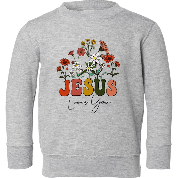 Cute Christian Jesus Loves You Floral Baby Girl Teen Toddler Sweatshirt