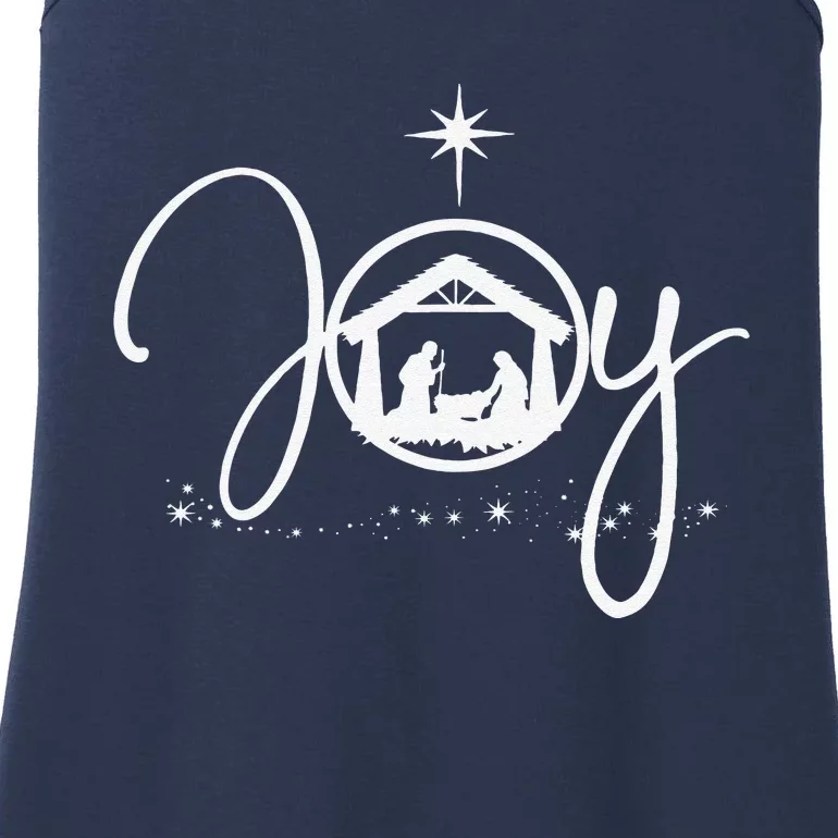 Christian Christmas Joy Jesus Nativity Scene Faith Gift,Short Sleeve Ladies Essential Tank