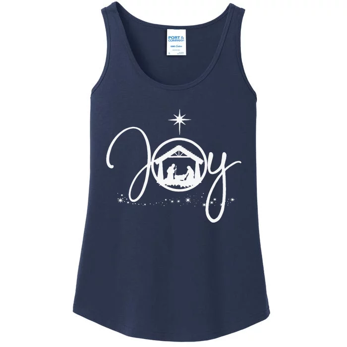 Christian Christmas Joy Jesus Nativity Scene Faith Gift,Short Sleeve Ladies Essential Tank