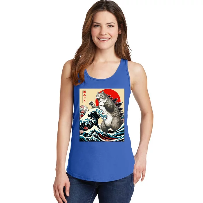 Catzilla Cat Japanese Art Funny Cat Gifts Ladies Essential Tank