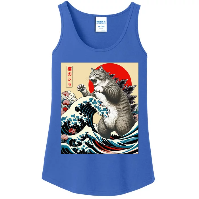 Catzilla Cat Japanese Art Funny Cat Gifts Ladies Essential Tank