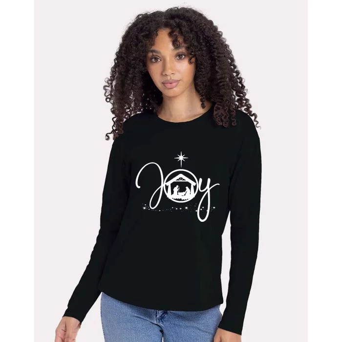 Christian Christmas Joy Jesus Nativity Scene Faith Womens Cotton Relaxed Long Sleeve T-Shirt