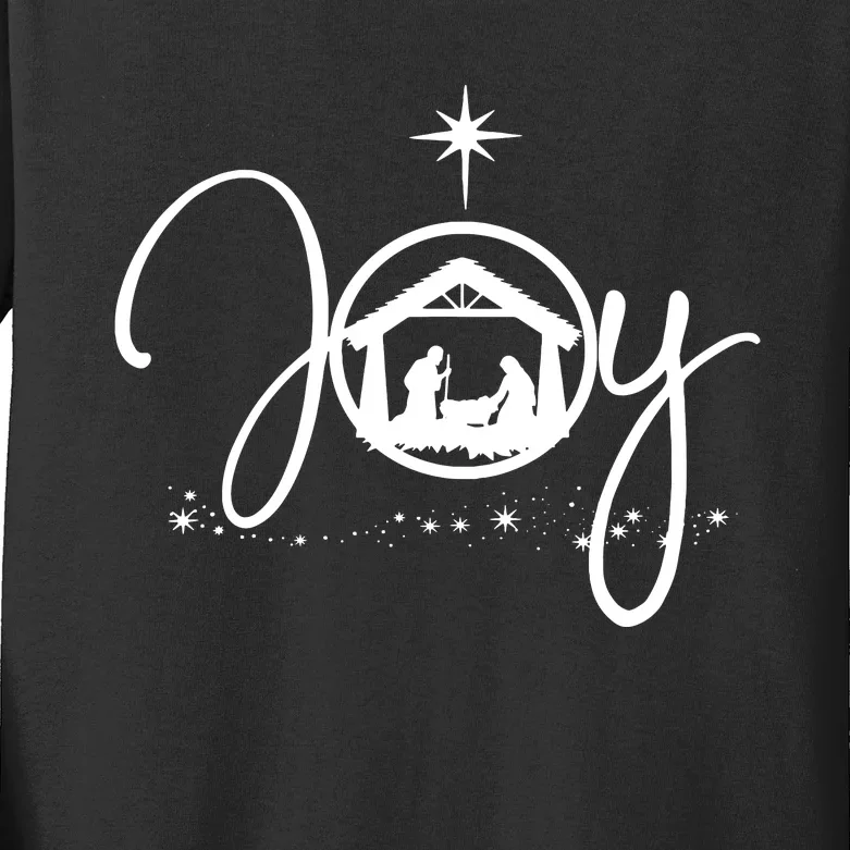 Christian Christmas Joy Jesus Nativity Scene Faith Kids Long Sleeve Shirt