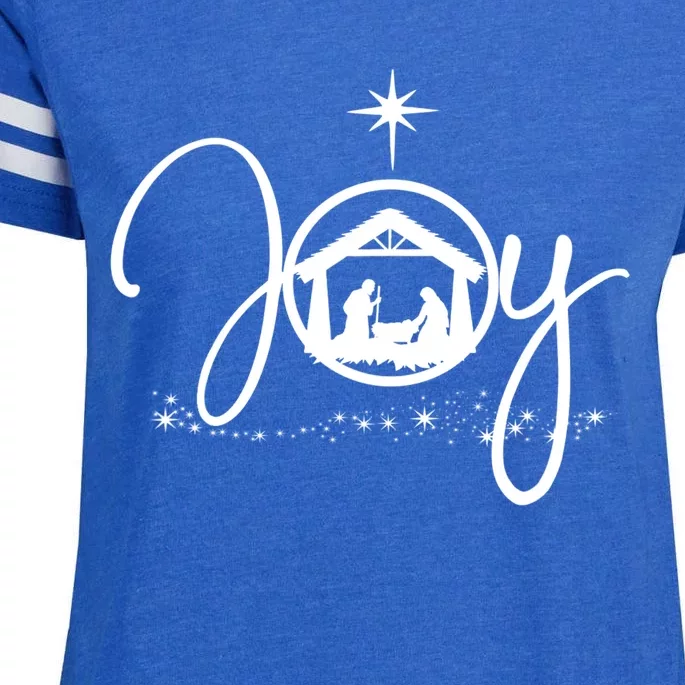 Christian Christmas Joy Jesus Nativity Scene Faith Gift TShirt Enza Ladies Jersey Football T-Shirt