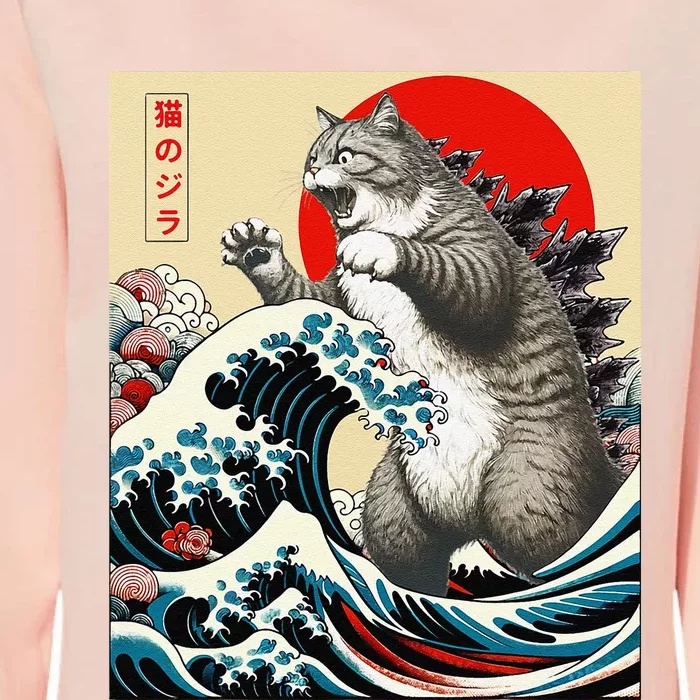 Catzilla Cat Japanese Art Funny Cat Gifts Womens California Wash Sweatshirt