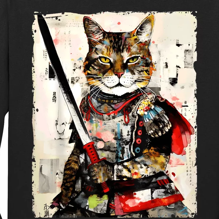 Cat Catana Japanese Samurai Cat Ninja Warrior Sword Vintage Tall Long Sleeve T-Shirt