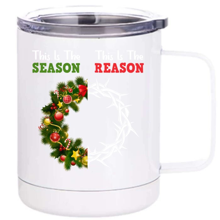 Christian Christmas Jesus Is The Reason For The Season Gift Front & Back 12oz Stainless Steel Tumbler Cup