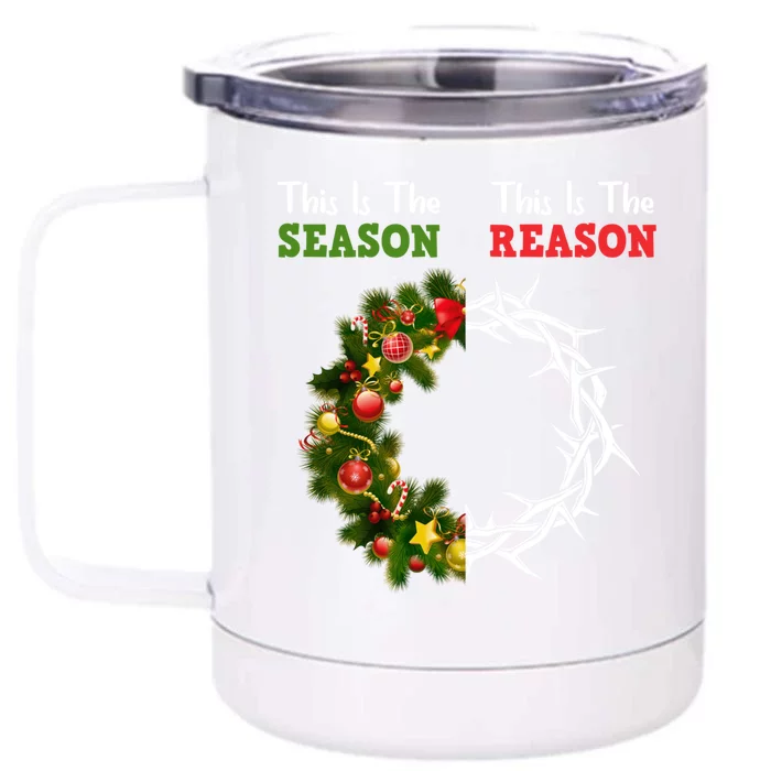 Christian Christmas Jesus Is The Reason For The Season Gift Front & Back 12oz Stainless Steel Tumbler Cup