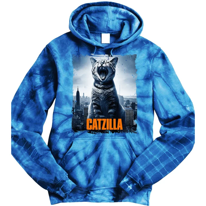 Catzilla Cat Japanese Art Funny Cat Tie Dye Hoodie