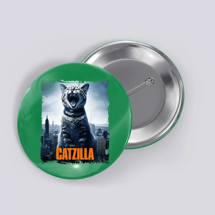 Catzilla Cat Japanese Art Funny Cat Button