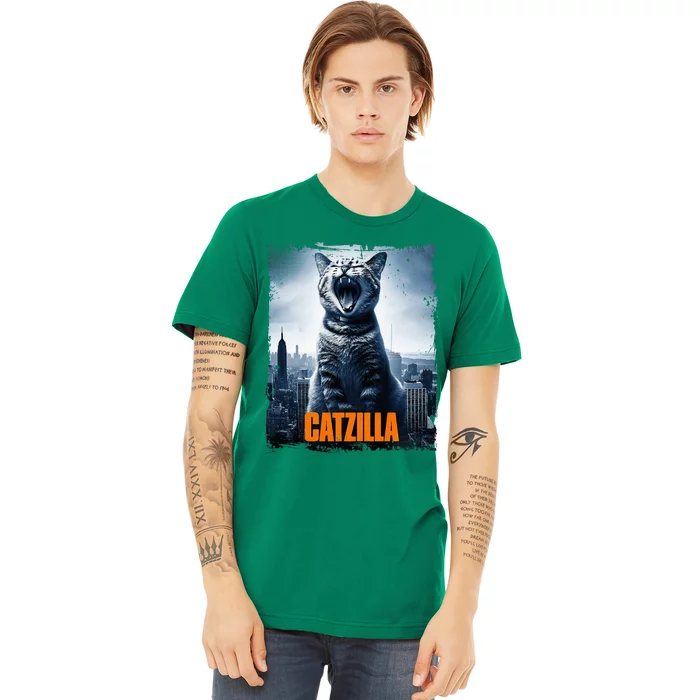 Catzilla Cat Japanese Art Funny Cat Premium T-Shirt