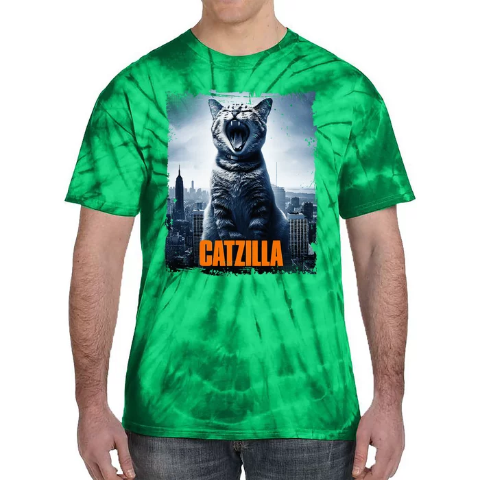 Catzilla Cat Japanese Art Funny Cat Tie-Dye T-Shirt