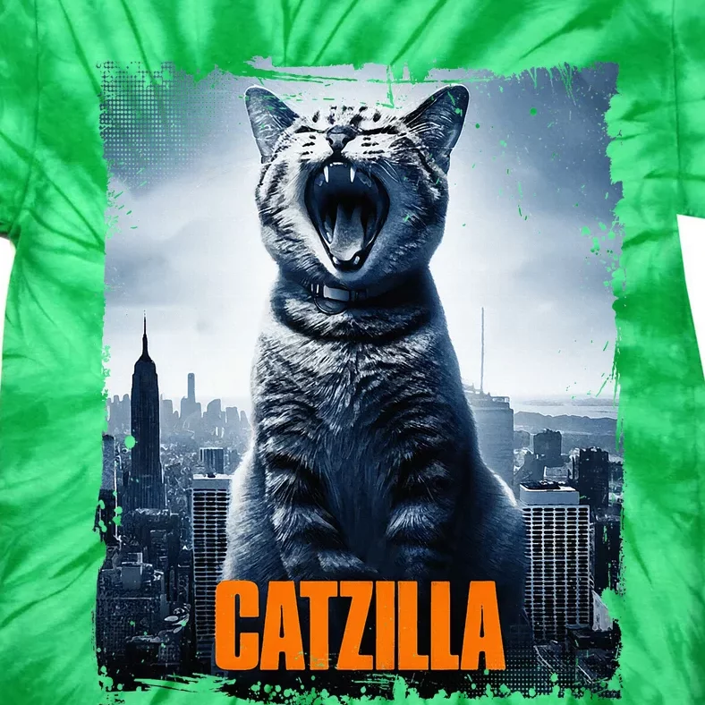 Catzilla Cat Japanese Art Funny Cat Tie-Dye T-Shirt