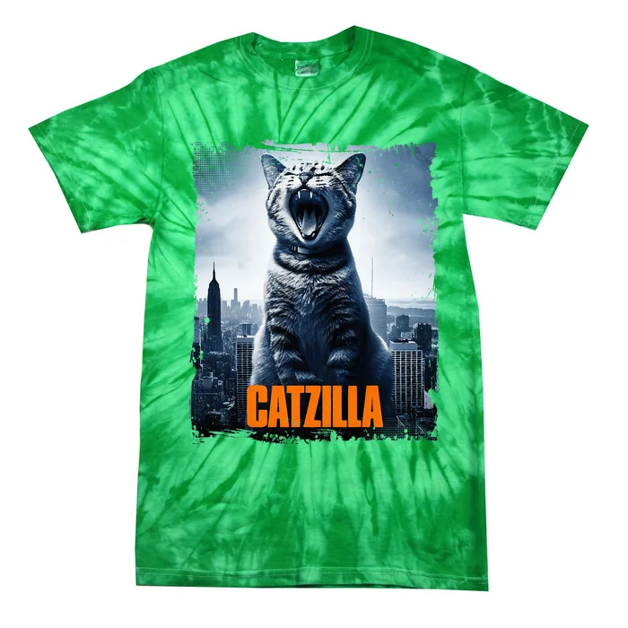 Catzilla Cat Japanese Art Funny Cat Tie-Dye T-Shirt