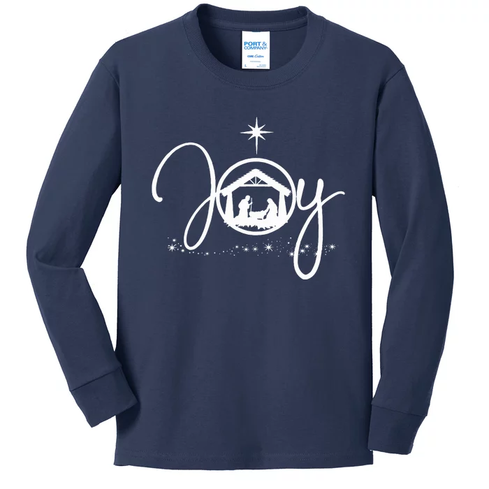 Christian Christmas Joy Jesus Nativity Scene Faith Kids Long Sleeve Shirt