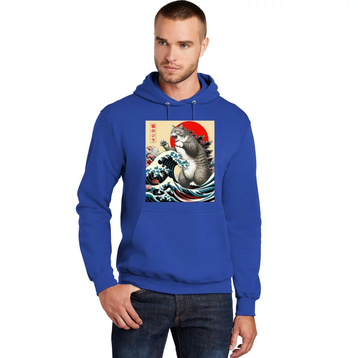 Catzilla Cat Japanese Art Funny Cat Gifts Hoodie