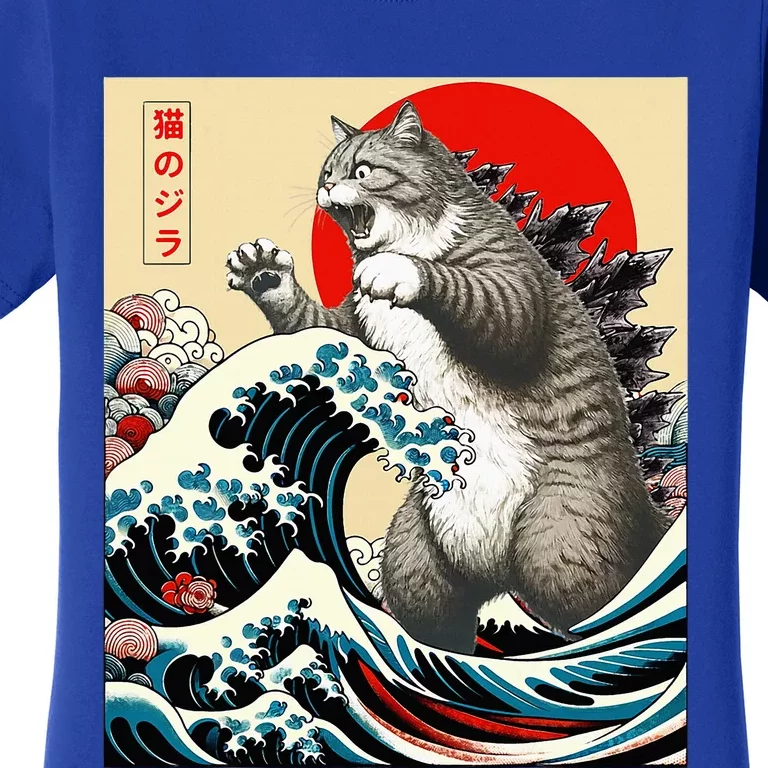 Catzilla Cat Japanese Art Funny Cat Gifts Women's T-Shirt