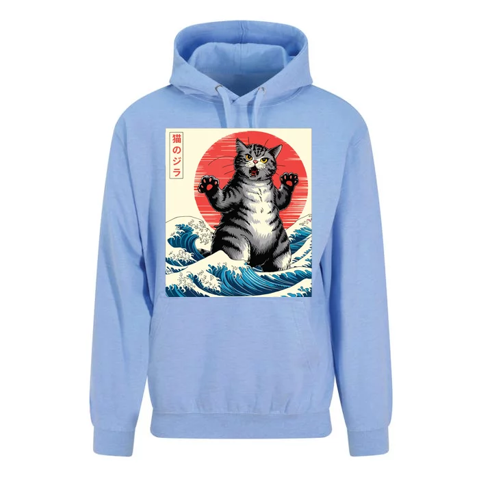 Catzilla Cat Japanese Art Funny Cat Gifts Unisex Surf Hoodie