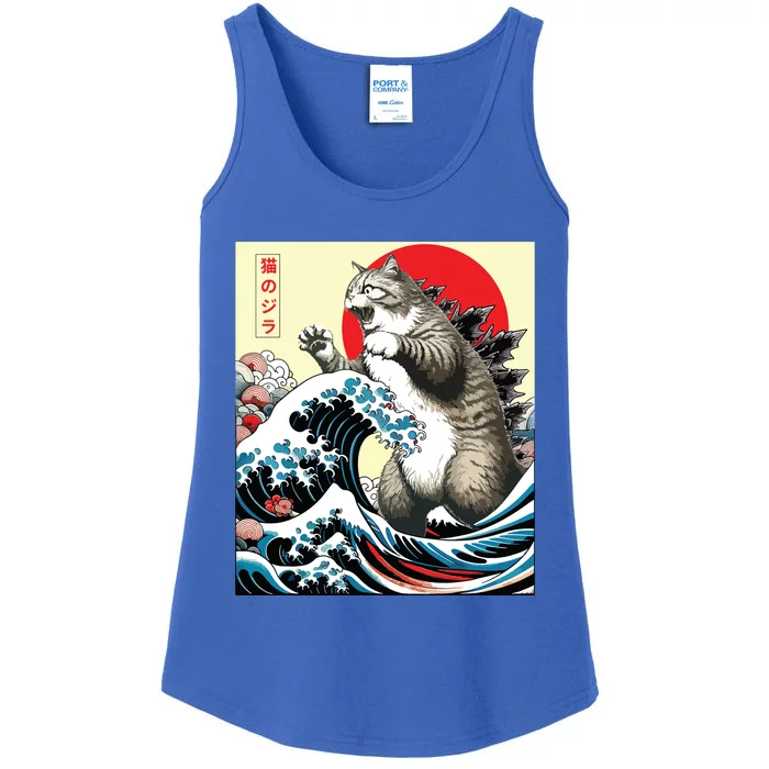 Catzilla Cat Japanese Art Funny Cat Gifts Ladies Essential Tank