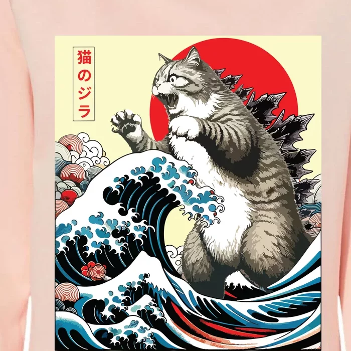 Catzilla Cat Japanese Art Funny Cat Gifts Womens California Wash Sweatshirt