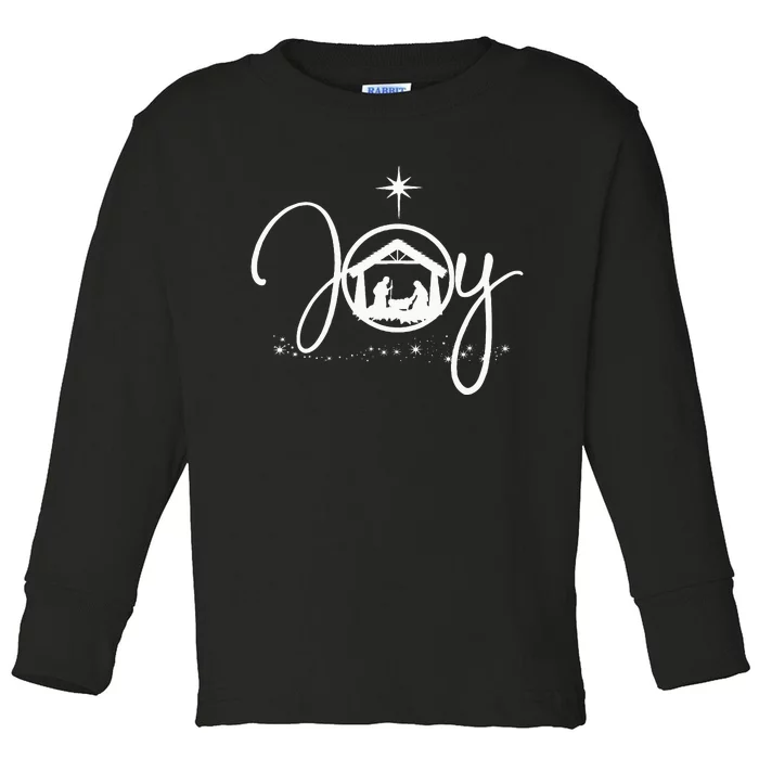 Christian Christmas Joy Jesus Nativity Scene Faith Gift Toddler Long Sleeve Shirt