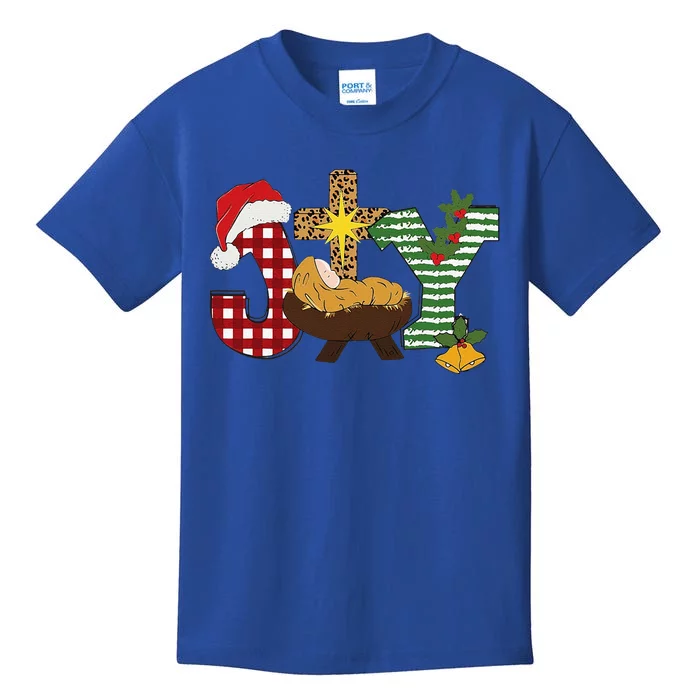 Christian Christmas Joy Jesus Nativity Scene Faith Kids T-Shirt