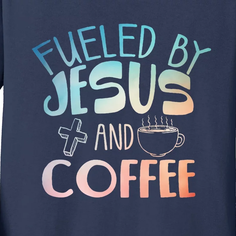 Cool Coffee & Jesus Christian Coffee Lover Kids Long Sleeve Shirt