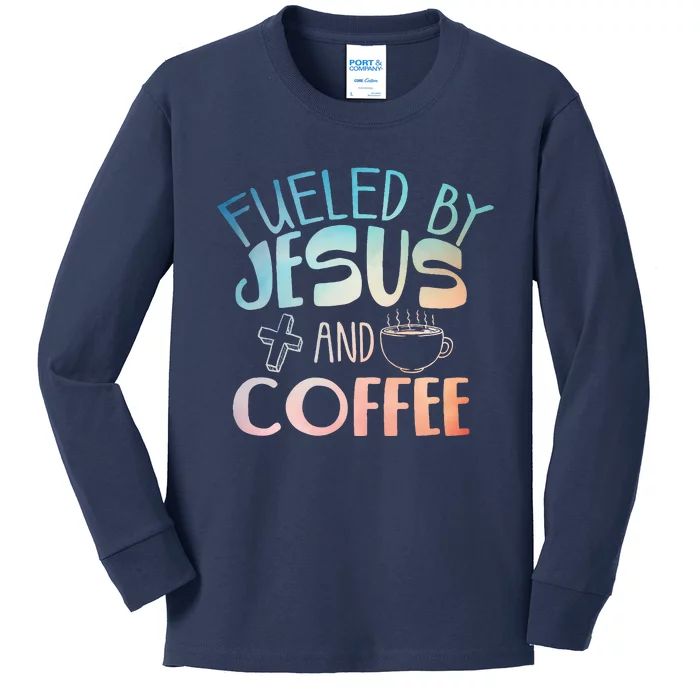 Cool Coffee & Jesus Christian Coffee Lover Kids Long Sleeve Shirt