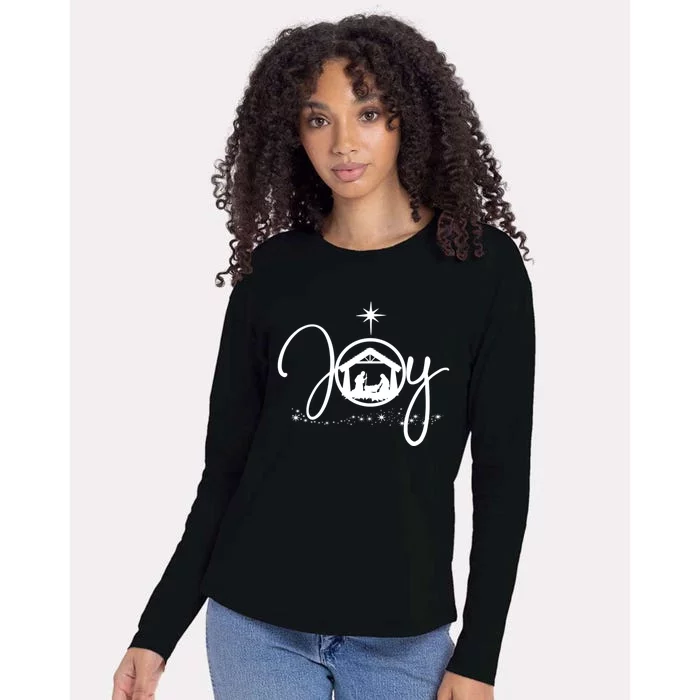 Christian Christmas Joy Jesus Nativity Scene Faith Womens Cotton Relaxed Long Sleeve T-Shirt