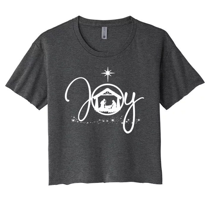 Christian Christmas Joy Jesus Nativity Scene Faith Women's Crop Top Tee