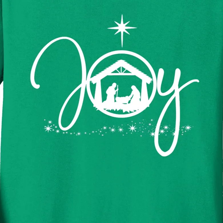 Christian Christmas Joy Jesus Nativity Scene Faith Kids Long Sleeve Shirt