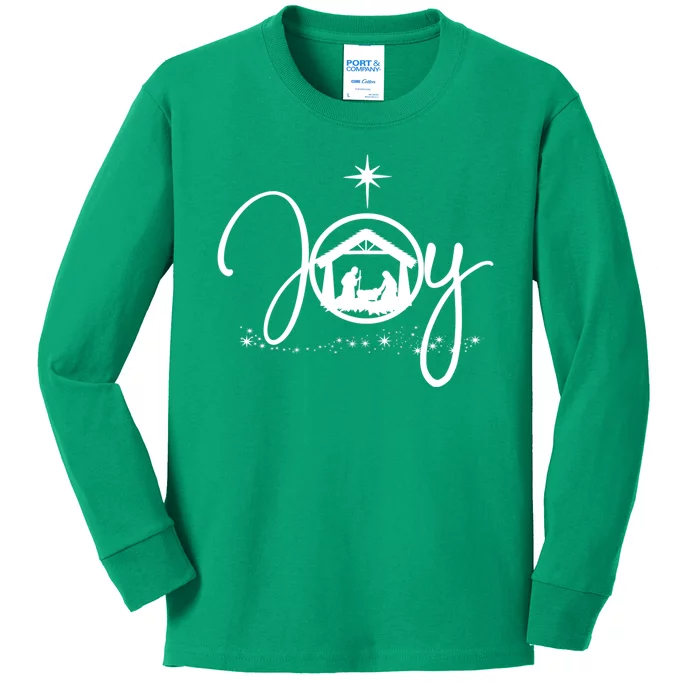 Christian Christmas Joy Jesus Nativity Scene Faith Kids Long Sleeve Shirt